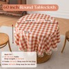 Round Fall Gingham Tablecloth 60 inch, Orange Cotton Linen Style