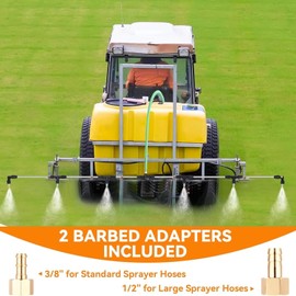 6-Nozzle Poly Boom Wand with 3/8" 1/2" Brass Fitting, 7.5 Ft. ATV sprayer Boom, Wide-Coverage Agricultural & Lawn Spray Attachment for Tractors/UTVs (Metal Wand)