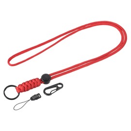 YOKIVE Paracord Lanyard, Necklace Keychains Cord | Metal Clasp Hook Ring Strap Great for Key, Whistle, Badge Holders, (Red, 20.5-Inch)