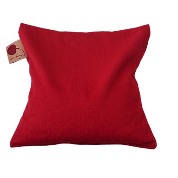 Hot Cherry Pit Pillow Square - Natural Moist Heat or Cold Therapy for Muscle Pain, Tension Relief, Arthritis, Aromatherapy - Microwavable (Red Denim, Natural-Dyed) FSA/HSA Approved