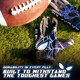 Alytree Youth Football Gloves for Boys & Girls, Junior Flag Football Glove, Sticky Receiver Gloves for Kids, Enhanced Performance and High Grip for Kids (Blue, Medium)