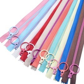 Samcos Zipper Rings 10pcs (20cm) Mixed Color Colorful Zipper Repair Replacement Craft DIY Clothing/Wallet/Bag Vivid