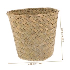 CHILDWEET 2pcs Seagrass Woven Basket Decorative Storage Bin for Bedroom Portable Sundries Box for Office Space Saving Multi Use Waste Basket