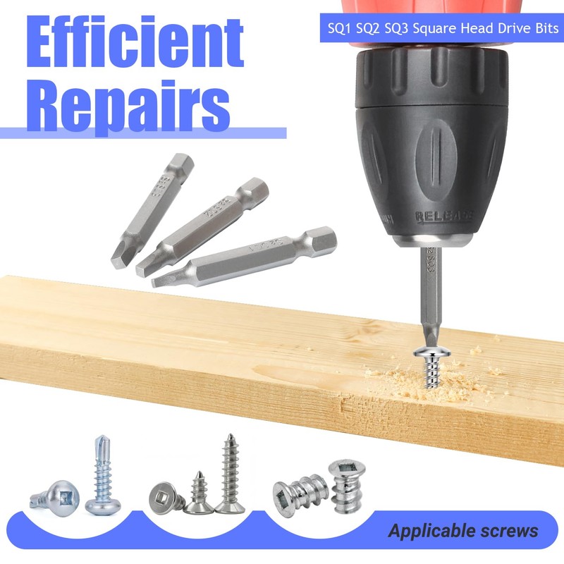 FyMosem 9Pcs Square Head Screwdriver Bits, SQ1 SQ2 SQ3 Magnetic