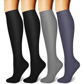 CHARMKING Compression Socks for Women and Men Circulation (4 Pairs)15-20 mmHg is Best Support for Athletic Running Cycling (L/XL,Multi 02)