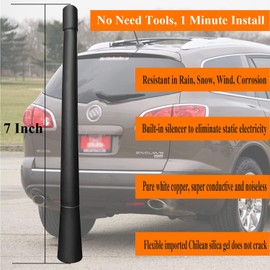 RooFox 7 Inch Antenna Replacement for Buick Enclave (2008-2017), Black Vehicle Antenna