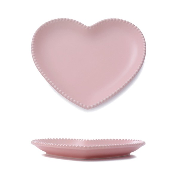 CHOOLD Elegant Ceramic Heart Shaped Dessert Plate for Kitchen Party, 7 Inch - 1 PCS