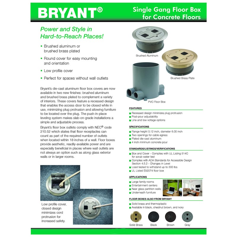 Bryant Electric RF406GY Pre-assembled Flange, Cover, and Leveling Ring for