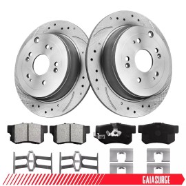 GAIASURGE Rear Brake Rotors & Ceramic Pads Kit for Honda CR-V 2005 - 2014 2015 2016 5 Lug
