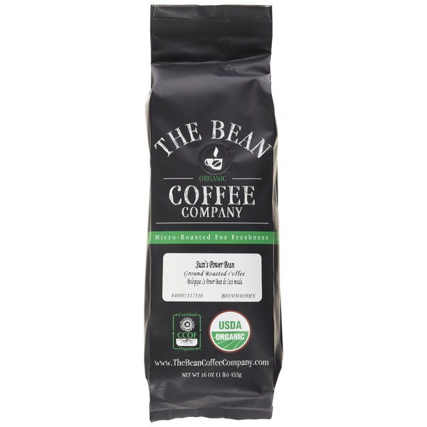 The Bean Coffee Company Organic Suzi's Power Bean, Dark Roast, Ground, 16-Ounce Bag