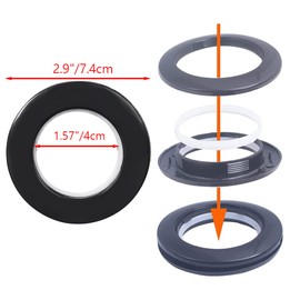16 Pack Curtain Grommets Inner Diameter 1-9/16",AchNau Curtain Eyelet Silencer Sliding Ring ABS Plastic Black