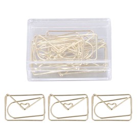 100pcs Golden Cute Small Paperclips, Crown Envelope Shape Paperclips Small Paper Clips for Office School Wedding Party Invitation Valentine Decoration(#1)