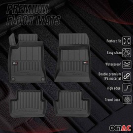 OMAC Premium Floor Mats for Mercedes CLA C117 2013-2019 Car Mats All Weather 3D Custom Fit Rubber Mat Waterproof Odorless TPE Floor Liners Laser Measured Non-Slip (Black)