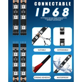 Car Led Strip Lights 24" Connectable Blue Led Light Strip for Cars Boat Marine Golf Cart Trucks Waterproof 12V Led Light Strip, 4Pack