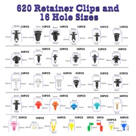 1240Pcs Blue Car Retainer Clips & Fasteners Kit – 32 Universal Sizes Nylon Bumper, Fender Rivets, Door Panel Clips, and Plastic Rivets with 10 Cable Ties and Removal Tool for Toyota (1240pcs Blue)