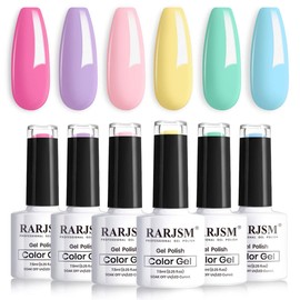 RARJSM Cotton Candy Gel Nail Polish Kit, Pastel Gel Polish Macaron Colors Collection Pink Purple Yellow Green Blue Nail Polish Set, 6PCS 7.5ML Spring Summer Color Gel Nail Polish,Curing Required