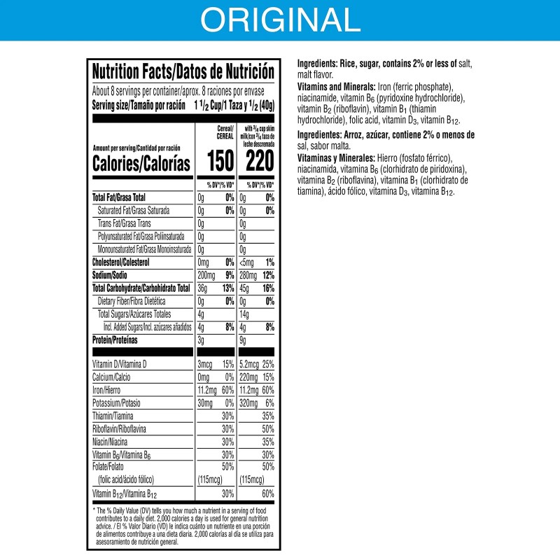 Rice Krispies Kellogg's Rice Krispies Cereal 12 Ounce Fat Free