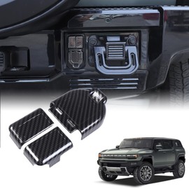 Yinanlutos Rear Bumper Trailer Hitch Cover Trim Compatible with Hummer EV 2024 2025 Accessories Rear Bumper Trailer Tow Connector Power Port Cover Trim ABS Carbon Fiber 3pcs