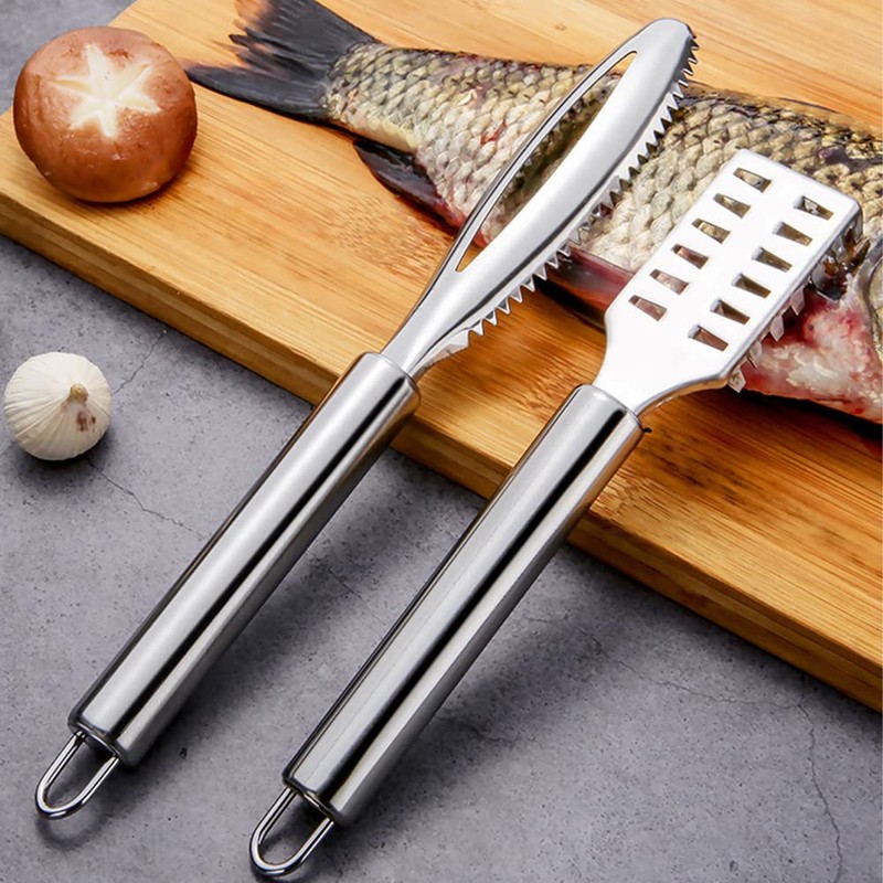 2 Pieces Fish Scaler Tool, Stainless Steel Skin Remover Fish