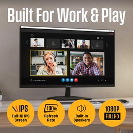 Westinghouse 27 Inch Computer Monitor, 100Hz, 1080p Full HD IPS Display, Adaptive Sync, Blue Light Protection, Home Office PC Monitor with Built-in Speakers, HDMI, VGA, for Work & Productivity