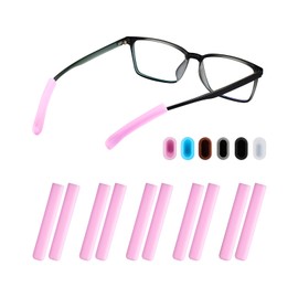Glasses Ear Cushion, Non Slip Soft Silicone Eyeglass Ear Cushions, Anti-Slip Comfort Eyeglasses Temple Tips Sleeve Retainer, Comfort Eye Glass Ear Grips, Glasses Accessories (5 Pink Pairs)