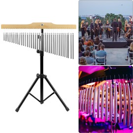 QWORK 36 Tones Musical Chimes Instruments with 2.3-4.2 ft Adjustable Mounting Stand – Crisp Sound Chrome Bells, Collapsible Tripod Base