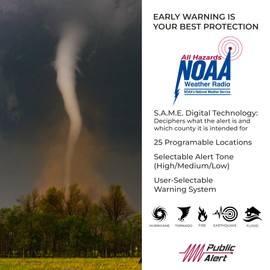 Midland - WR120B - NOAA Emergency Weather Alert Radio - Localized Programming, Trilingual Display, 60+ Emergency Alerts, Alarm, Selectable Alert Tone