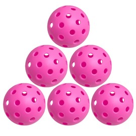 6 - Pack Pickleball Balls, 40 Holes Outdoor Pickleballs, High Elasticity & Durable Pickle Balls for All Style Pickleball Paddles (Pink)