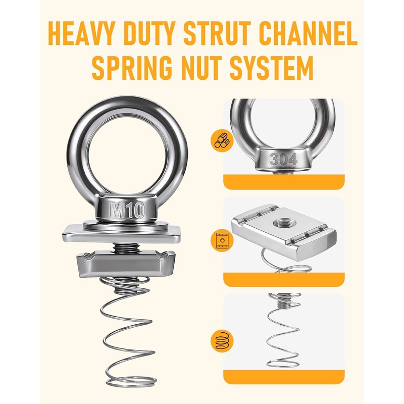 Strut Channel Nut and Eye Bolt Set - Heavy Duty