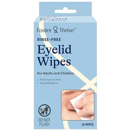 Foster & Thrive Eyelid Cleanser, Hypoallergenic, Rinse-free & Preservative-free, Pre-Moistened Eyelid Wipes for Mild to Moderate Conditions, Comfort & Soothe Irritated Eyelids, 30 Wipes