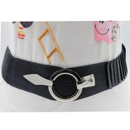 Glamexx24 Women's Elastic Waist Belt 6 cm Wide Waist Belt with Silver Ring, Snake Dark Blue