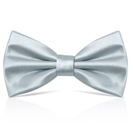 PROUSKY Silvery Pre-Tied Bow Tie for Men & Boy, Tux Bowtie Adjustable Formal Neck Bowtie Satin Bow Tie for Party Wedding, 1 Piece