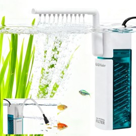 QiQiWader Small Aquarium Filter, Fish Tank Filter, Suitable for 10-20 Gallon Fish Tanks, 5W 110GPH with Two Modes Switching Function.