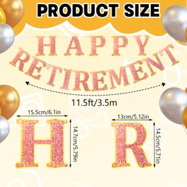 Maxqzin Happy Retirement Banner, Gold Glitter Retirement Decorations Retirements Banner Happy Retirements Decorations for Home Office Indoor Outdoor Party Supplies