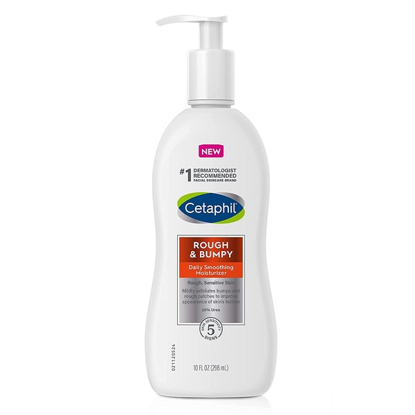 CETAPHIL Daily Smoothing Moisturizer for Rough and Bumpy Skin | 10 fl oz | For Rough, Sensitive Skin | Urea Cream Hydrates and Exfoliates to Smooth Skin | Fragrance Free | Dermatologist Recommended