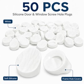 MVRPOWER 50 Pcs Door Screw Hole Plugs Screw Hole Covers 5/16 x 1/4 White