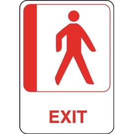Hillman 841766 Exit Visual Impact Self Adhesive Sign, White and Red Acrylic Plastic, 5x7 Inches 1-Sign