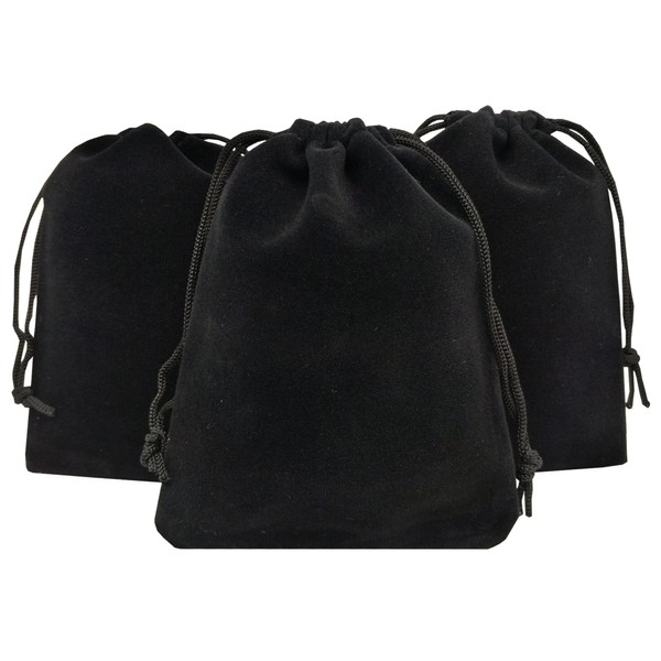 Ankirol 50pcs Velvet Drawstring Bags Jewelry Bags Pouches (Black, 5" X 7")