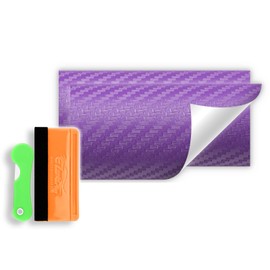 2Pcs 5"x10" Purple 3D Carbon Fiber Textured Vinyl Wrap Compatible with Chevy Bowtie Emblem Overlay Matte Sticker Sheet Film Decal Front Rear Free Tool Kit