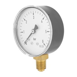 60 mm Dia 0-6bar Pneumatic Hydraulic Pressure Gauge Meter, Gas Water Oil Pressure Tester, 1/4 Inch NPT Brass Internal TS-60-6