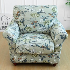 EVOLLER 2 Pieces Armchair Slipcover with Separate Chair Cushion Cover Floral Pattern Single Couch Covers for Arm Sofa Washable