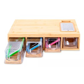 EcoWood Tabla Para Picar De Bambú Con Contenedores Y Ralladores Color Natural Tabla Con Compartimentos