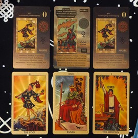 HOPEFEEL Cartas de Tarot de Papel Dorado de Lujo con Guía, Juego de Tarot Rider Waite Clásico (78PCS), Tarot Premium para Principiantes