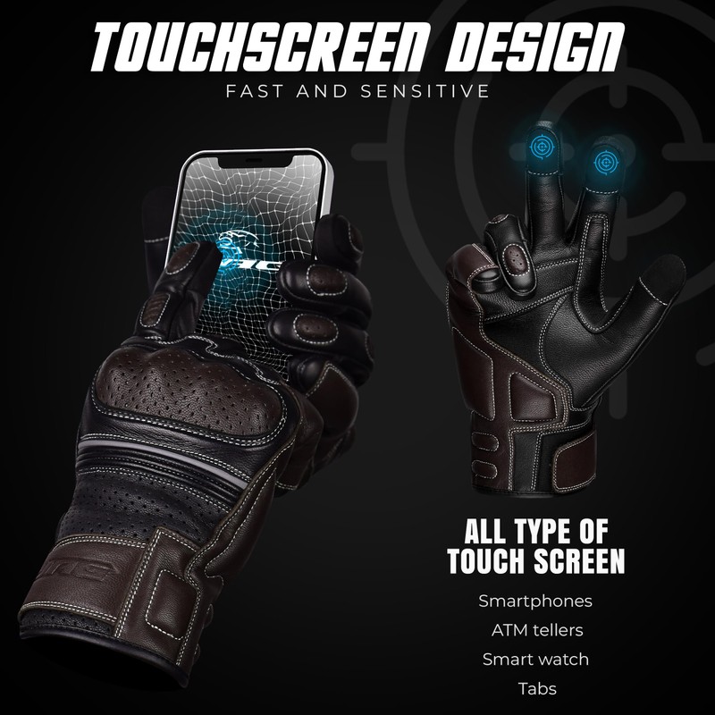 J.A.G. Motorcycle Gloves - Premium Leather Perforated Motorcycle Gloves for