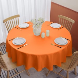 Softalker Round Tablecloth, Waterproof & Stain Resistant Table Cloth Wrinkle Free Fabric Washable 210GSM Polyester Table Cover for Dining/Party/Thanksgiving - 120 inch,Orange