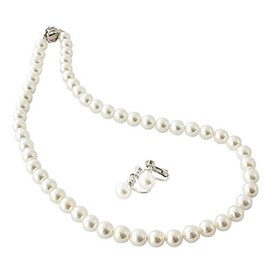 One & Only Jewellery 8 mm Shell Pearl Necklace and Earring Set