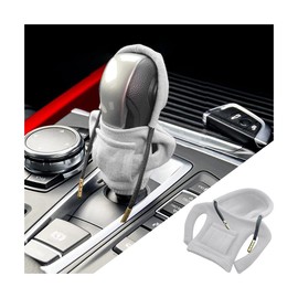 AICEL Car Gear Shift Knob Cover, Fashionable Sweater & Hooded Shirt Design, Cute Automotive Interior Accessories, Universal fit Car Shift Gear Knob Decor Cover (White)