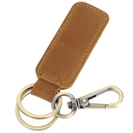 ValueBargain Men's Leather Keyring, Made of High-Quality Cowhide Leather and Metal with Robust Snap Hook, Elegant Design, Ideal as a Gift for Men (Brown)
