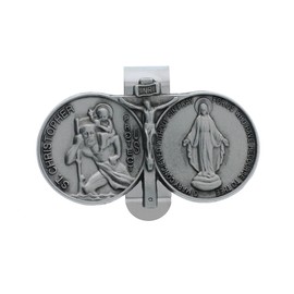 St Christopher Medal Pendant Miraculous Medal, Immaculate Conception Saint Mary Visor Clip
