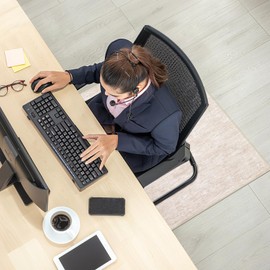 RUGSREAL Office Chair Mat for Hardwood & Tile, Heavy Duty Under Desk Mat for Rolling Chairs, Non-Slip Easy-Glide Chair Mats Modern Solid Rug for Study, 48x60 Floor Protector Mat for Home Office, Beige